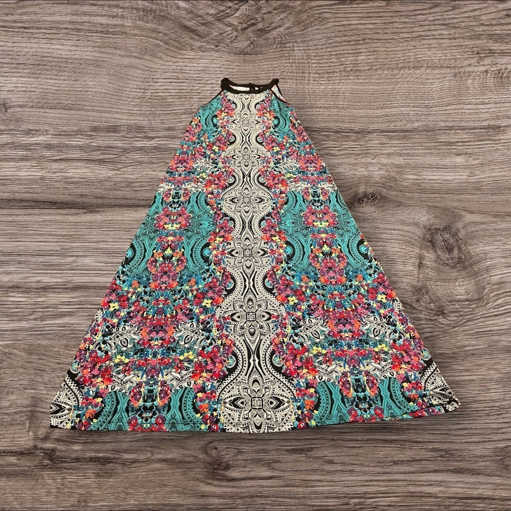 Nicole Miller Halter Style Boho Floral Maxi Dress Size Medium